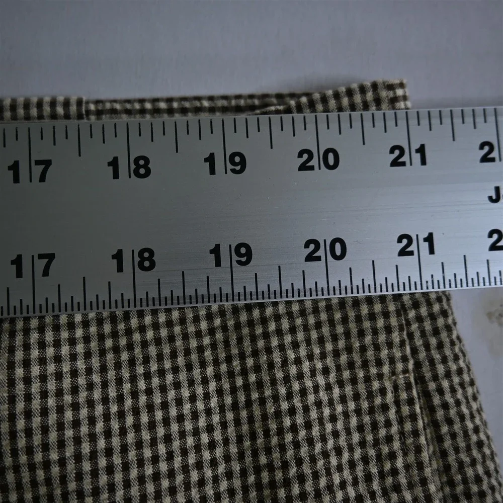 Bespoke‎ Mens 40x32 Brown Gingham Check Seersucker Flat Front Classic Mens Pants